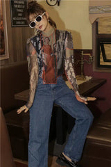 Litlookz Studio Vintage Asymmetric Patch Mesh Top, view 4