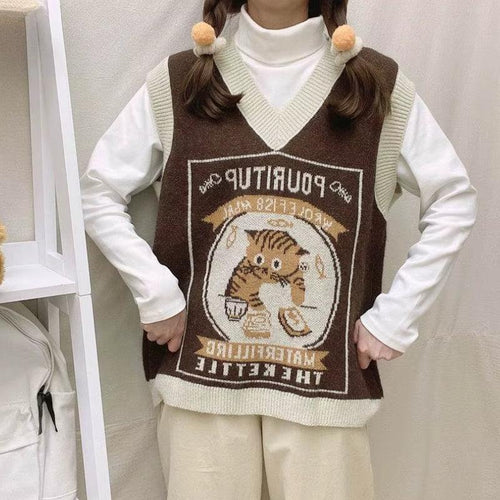 Litlookz Studio Vintage Cat Sweater Vest