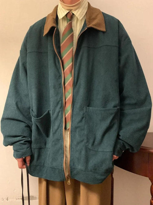 Litlookz Studio Vintage Corduroy Contrast Color Jacket