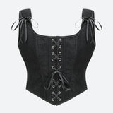 Litlookz Studio Vintage Corduroy Lace Up Corset Top, view 3