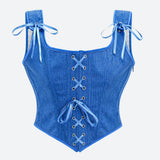 Litlookz Studio Vintage Corduroy Lace Up Corset Top, view 4