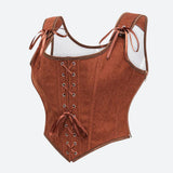 Litlookz Studio Vintage Corduroy Lace Up Corset Top, view 6