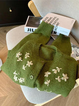 Litlookz Studio Vintage Daisy Embroidered Knitted Cardigan, view 3