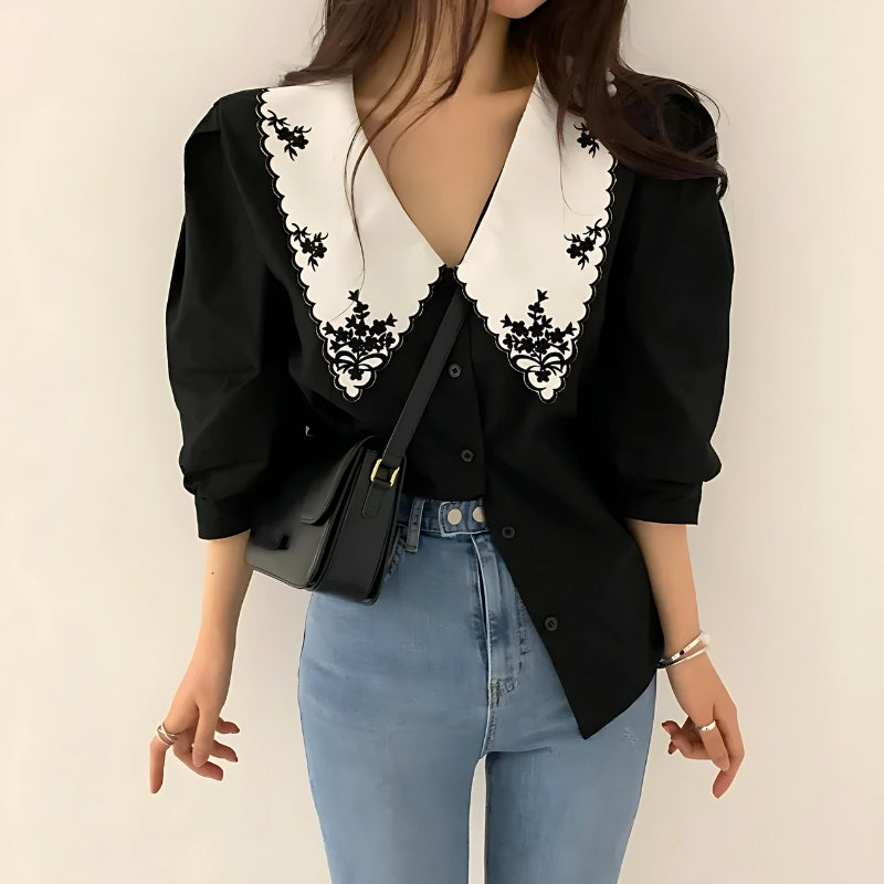 Litlookz Studio Vintage Embroidered Collar Shirt