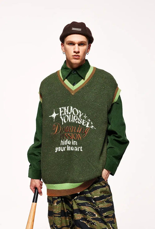 Litlookz Studio Vintage Enjoy Yourself Knitted Sweater Vest