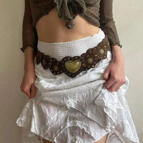 Litlookz Studio Vintage Ethnic Heart Suede Waist Belt