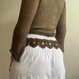 Litlookz Studio Vintage Ethnic Heart Suede Waist Belt, view 2