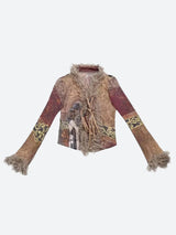 Litlookz Studio Vintage Faux Fur Tie Front Top, view 6