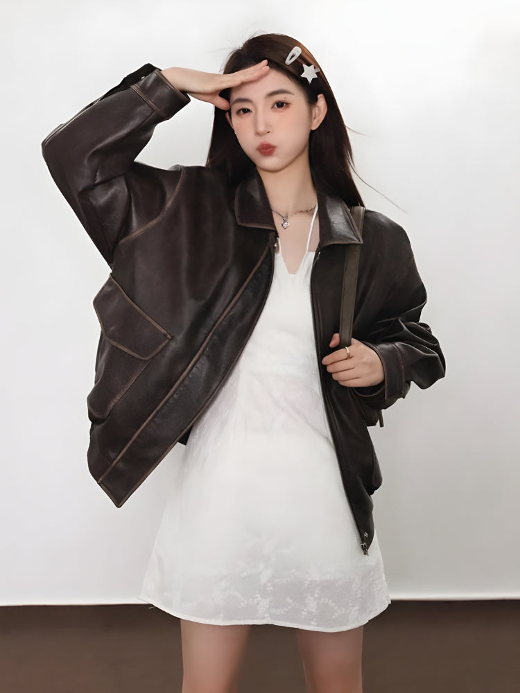 Litlookz Studio Vintage Faux Leather Jacket