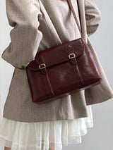 Litlookz Studio Vintage Faux Leather Messenger Bag, view 2
