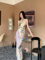 Litlookz Studio Vintage Floral Cut Out Maxi Dress, view 4