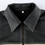 Litlookz Studio Vintage Grunge Biker Zip-Up Faux Leather Jacket, view 4