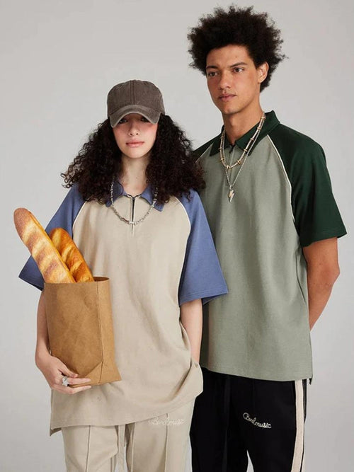 Litlookz Studio Vintage Half Zip-Up Polo Tee