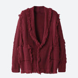 Litlookz Studio Vintage Pockets Tasseled Knitted Cardigan, view 3