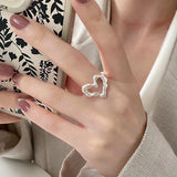 Litlookz Studio Wavy Heart Silver Ring, view 4