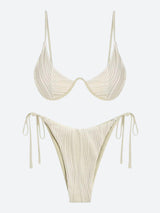 Litlookz Studio Wavy Striped Wired Cup Bikini Set, view 2