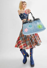 Litlookz Studio Weirdcore Belted Denim Handbag, view 2