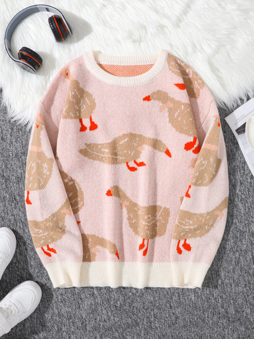 Litlookz Studio Weirdcore Goose Print Sweater