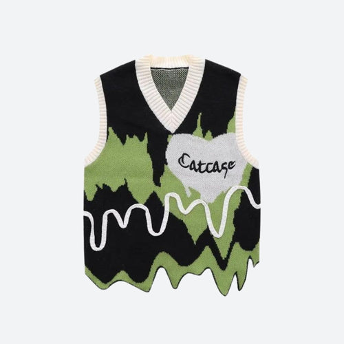 Litlookz Studio Weirdcore Wavy Striped Sweater Vest