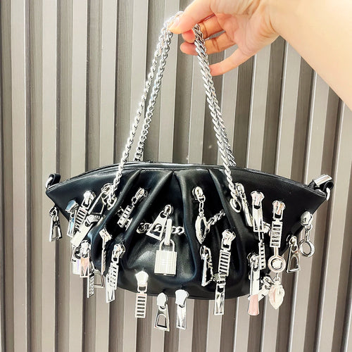 Litlookz Studio Weirdcore Zipper Charm Shoulder Bag