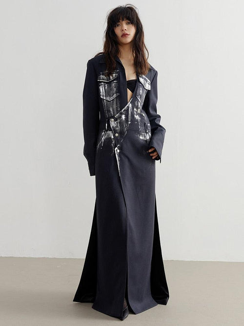 Litlookz Studio White Distressed Long Blazer