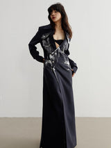 Litlookz Studio White Distressed Long Blazer, view 3