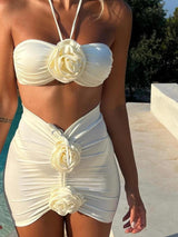 Litlookz Studio White Rose Three Piece Bikini Set, view 3