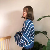 Litlookz Studio Wide Sleeved Striped Knitted Sweater, view 2