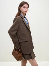 Litlookz Studio Wool Blazer Jacket & Mini Skirt Two Piece Set, view 3