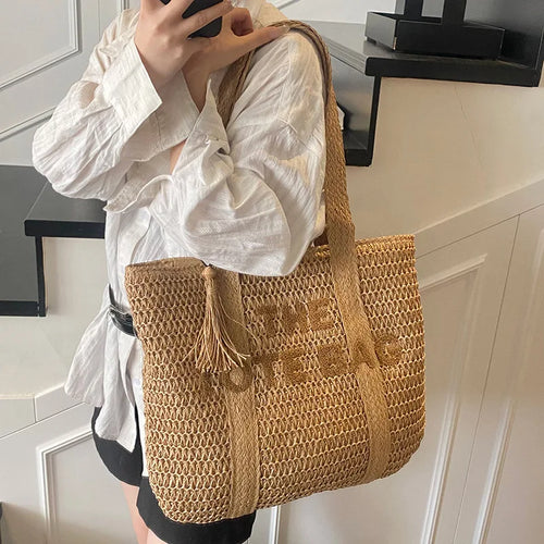 Litlookz Studio Woven Straw Tote Bag