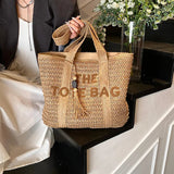 Litlookz Studio Woven Straw Tote Bag, view 3