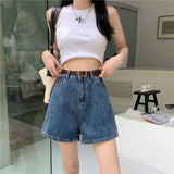 Litlookz Studio Y2K A-Line Denim Shorts, view 3
