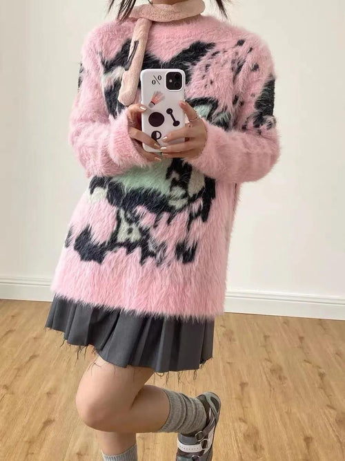 Litlookz Studio Y2K Aesthetic Fuzzy Sweater