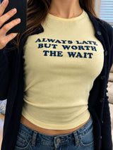 Litlookz Studio Y2K Always Late Baby Tee, view 3