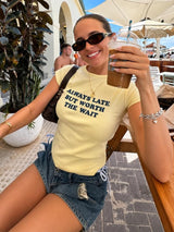 Litlookz Studio Y2K Always Late Baby Tee, view 4
