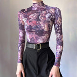 Litlookz Studio Y2K Angel Graphic Mesh Top, view 2