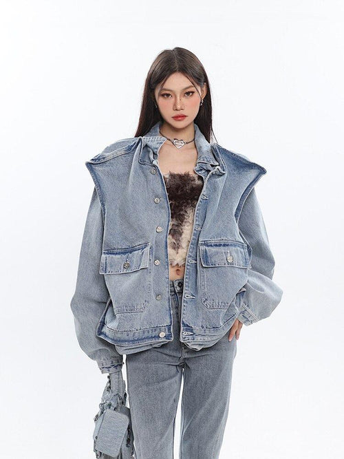 Litlookz Studio Y2K Asymmetric Denim Jacket