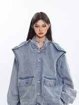 Litlookz Studio Y2K Asymmetric Denim Jacket, view 2