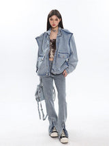 Litlookz Studio Y2K Asymmetric Denim Jacket, view 3