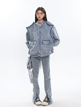 Litlookz Studio Y2K Asymmetric Denim Jacket, view 4