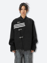 Litlookz Studio Y2K Asymmetric Frog Button Jacket, view 2
