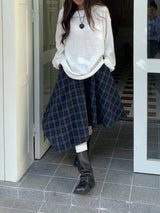 Litlookz Studio Y2K Asymmetric Plaid Midi Skirt, view 6