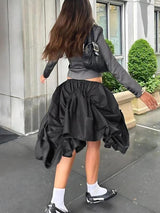Litlookz Studio Y2K Asymmetric Ruched Mini Skirt, view 2