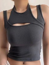 Litlookz Studio Y2K Asymmetric Tank Top, view 2