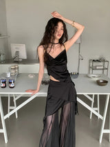Litlookz Studio Y2K Asymmetric Top & Skirt Pants Two Piece Set, view 2