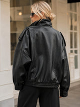 Litlookz Studio Y2K Asymmetrical Faux Leather Jacket, view 2