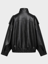 Litlookz Studio Y2K Asymmetrical Faux Leather Jacket, view 6