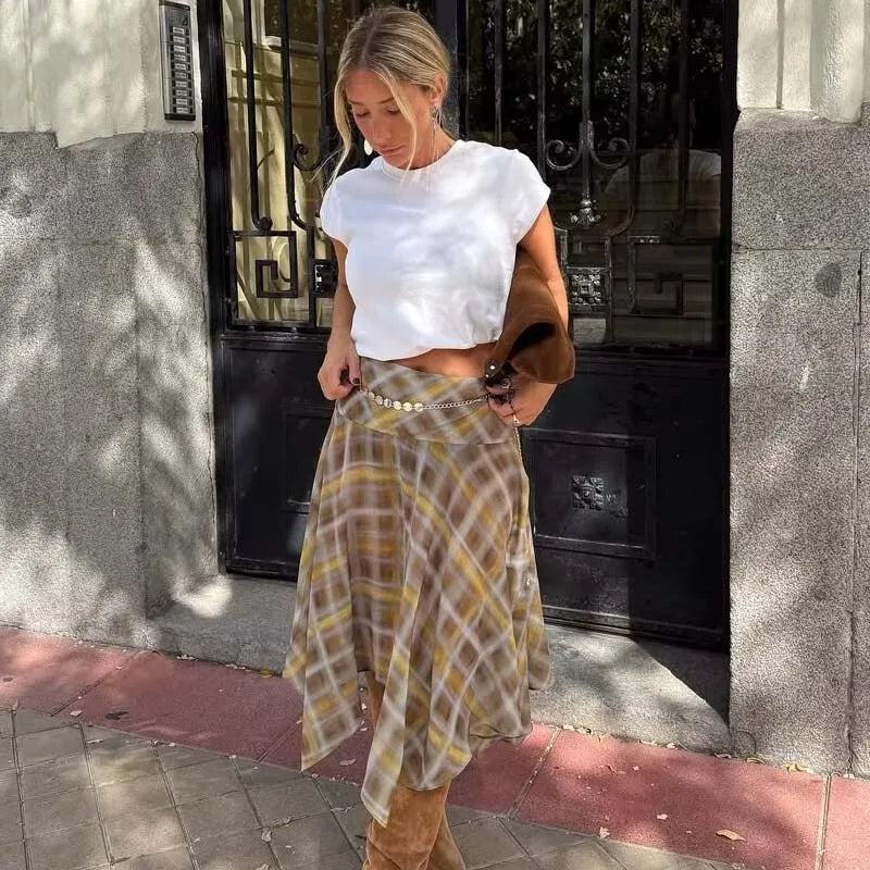 Litlookz Studio Y2K Asymmetrical Plaid Skirt