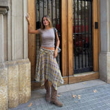 Litlookz Studio Y2K Asymmetrical Plaid Skirt, view 2