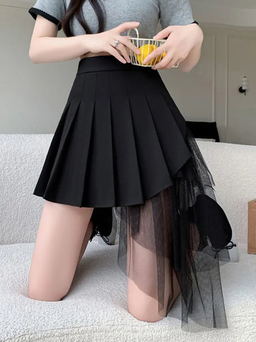 Litlookz Studio Y2K Asymmetrical Pleated Tulle Skirt